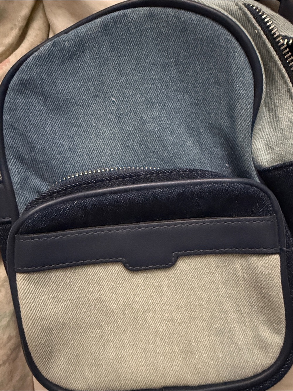 NOBO Two-Tone Mini Crossbody Bag in Blue and Tan